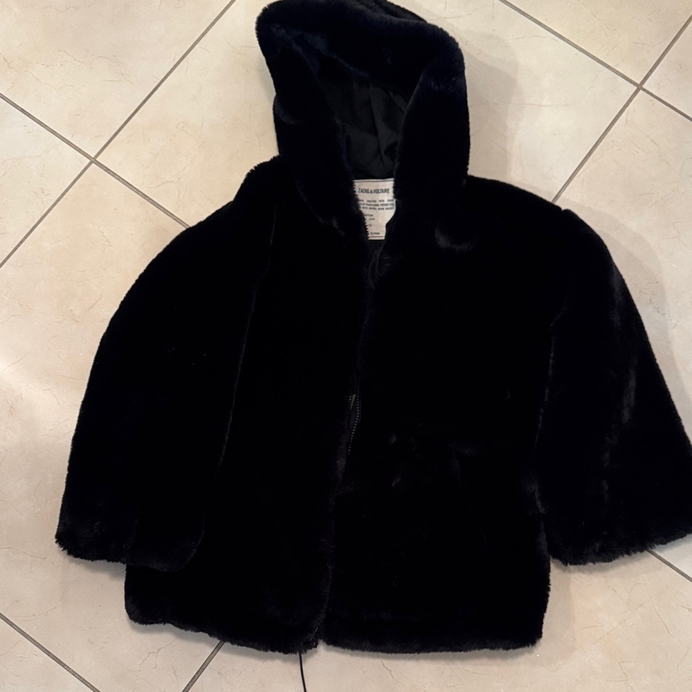 Zadig & Voltaire Black Hooded fur Jacket